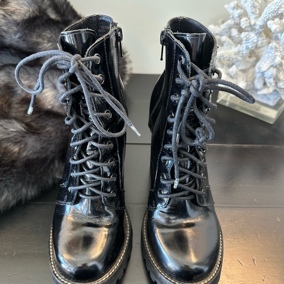 Jeffrey Campbell Black Combat Boots with Lace-Up Design and Chunky Sole - Picture 4 of 10